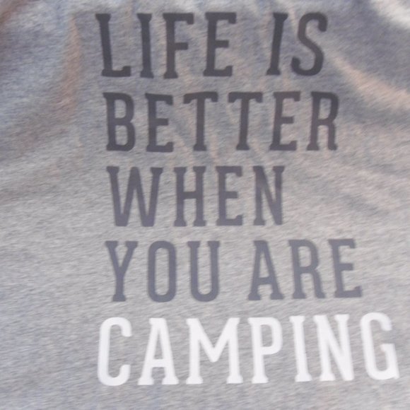 WE PEOPLE LONG SLEEVE GREY SHIRT THAT STATES"LFE IS BETTER WHEN YOU ARE CAMPING" - Picture 5 of 9